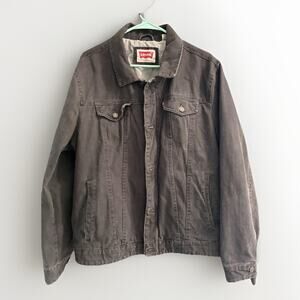 Levis Jacket Mens XL Black Lined Trucker Denim Casual Button/Zip Up